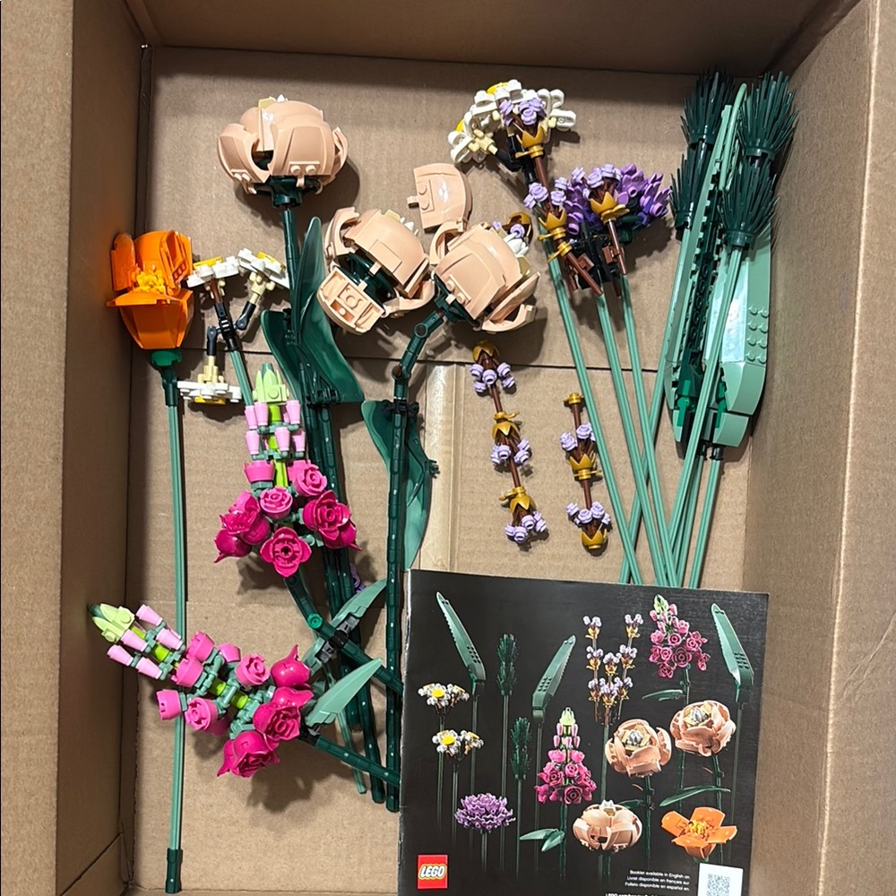 LEGO Botanical Flower Set with Pink, Orange, and Purple
